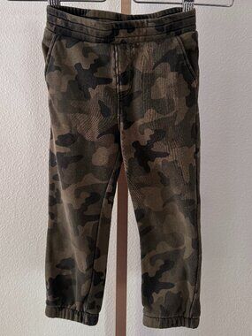 Dip Kids Camo Fleece Jogger Pants Green Brown 3T